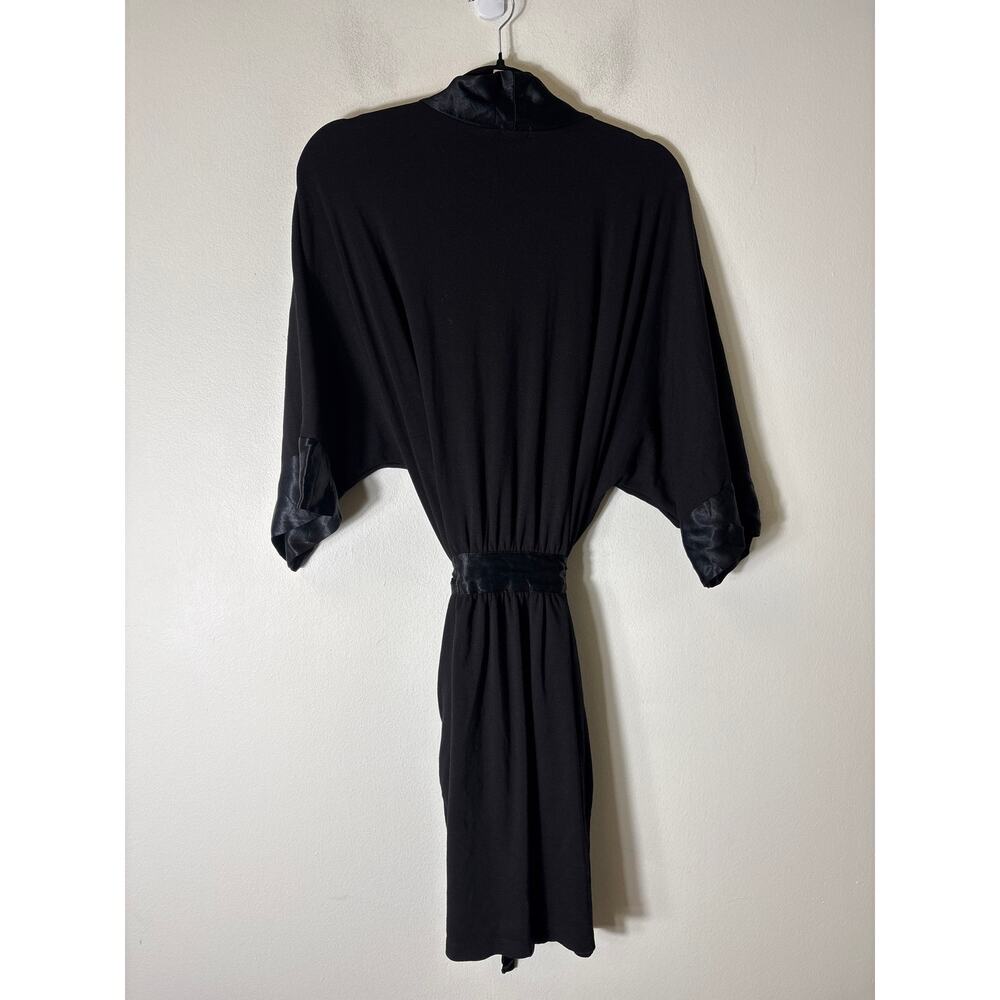 PJ Harlow Black Knit Satin Trim Robe Sz XS/S - Picture 3 of 3